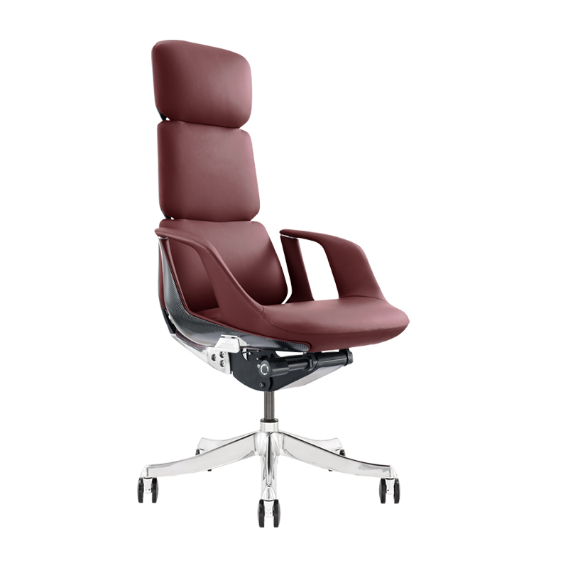 震旦（AURORA） 电脑办公椅 CEZZ真皮老板商务椅人体工程学椅子 家用舒适 CEZZXA-135°无极倾仰锁定-高背 铝合金脚