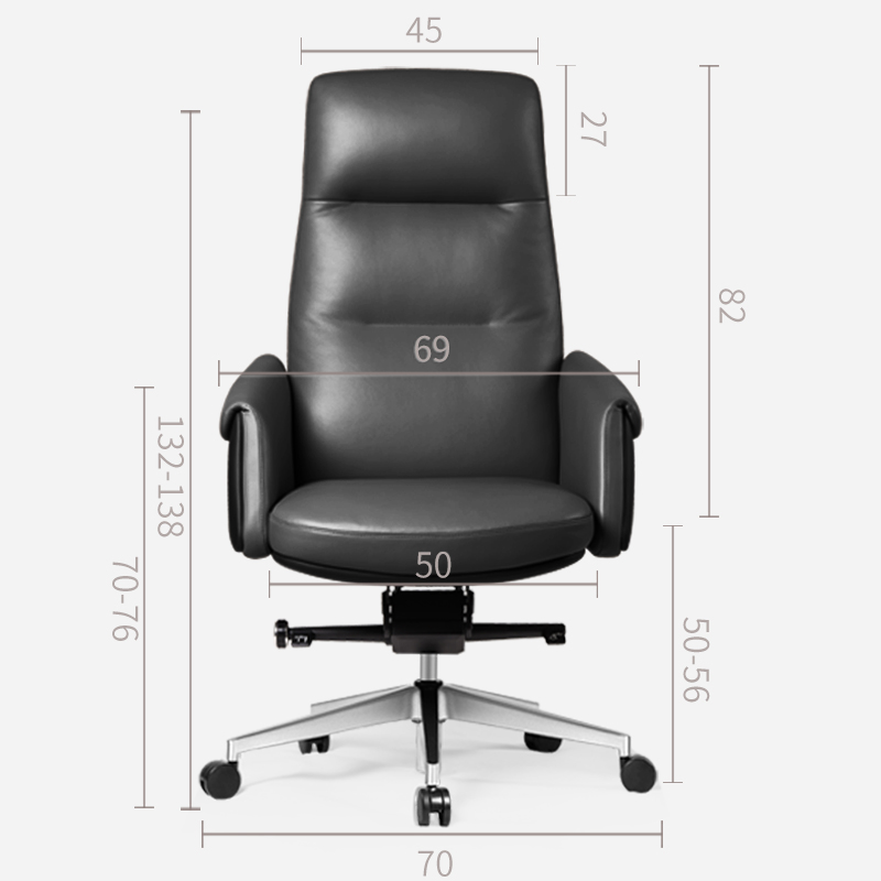 震旦（AURORA） 老板椅 CECD 商务简约 舒适可躺 真皮座椅 书房家用 办公电脑椅子 黑棕色 CECDH 铝合金脚